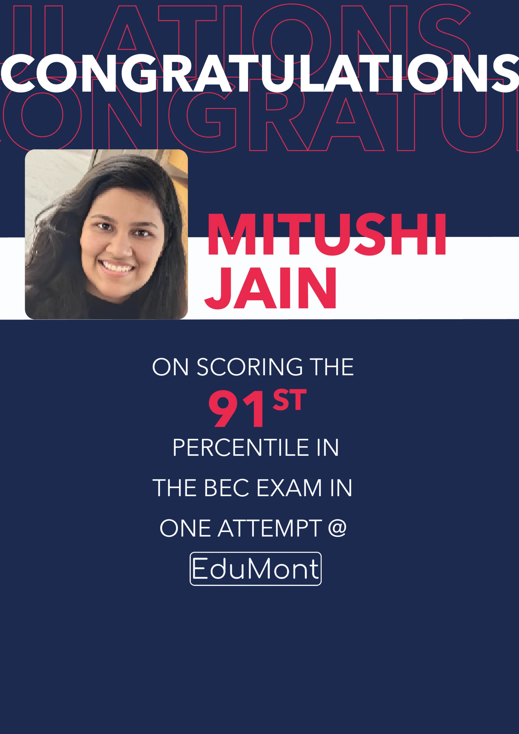Congratulations Mitushi Jain