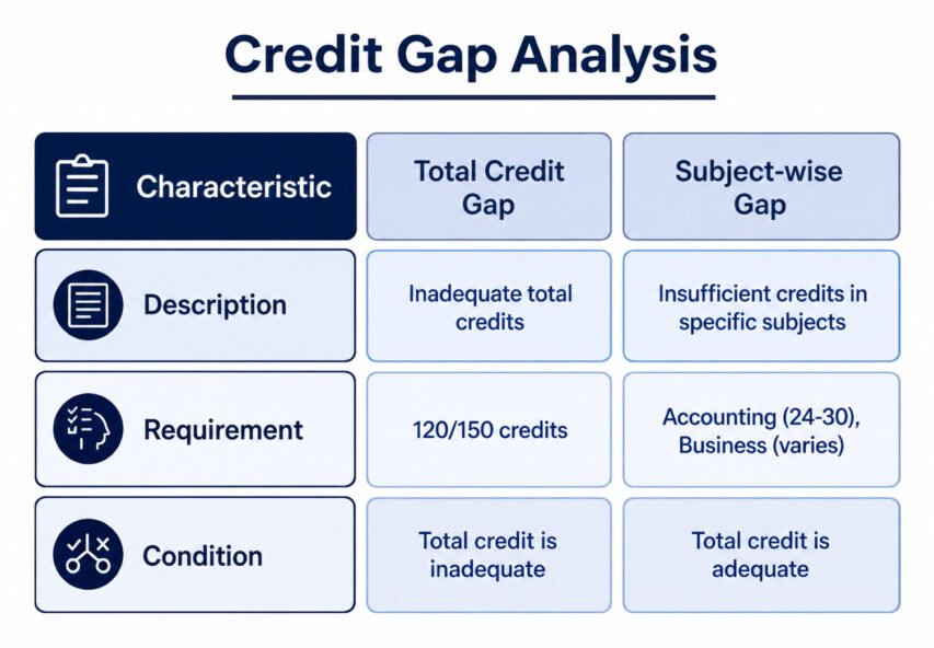 B.Com M.Com CA CPA credit comparison