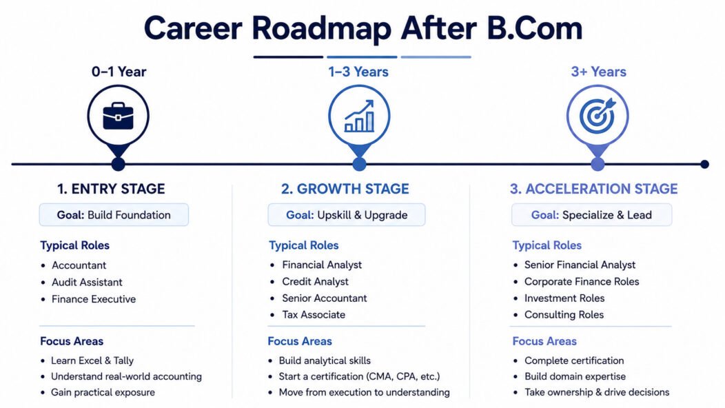 Career roadmap foe B.Com graduate diagram